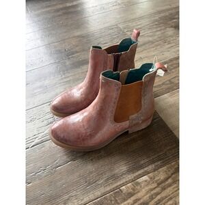 ROAN Womens Almond Leather Ankle Boots Distressed Rust Brown Teal Stitch Sz 7.5